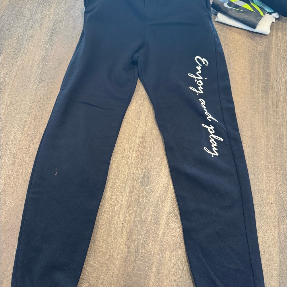 Boys Zara Black Kids Joggers with White Script 13-14